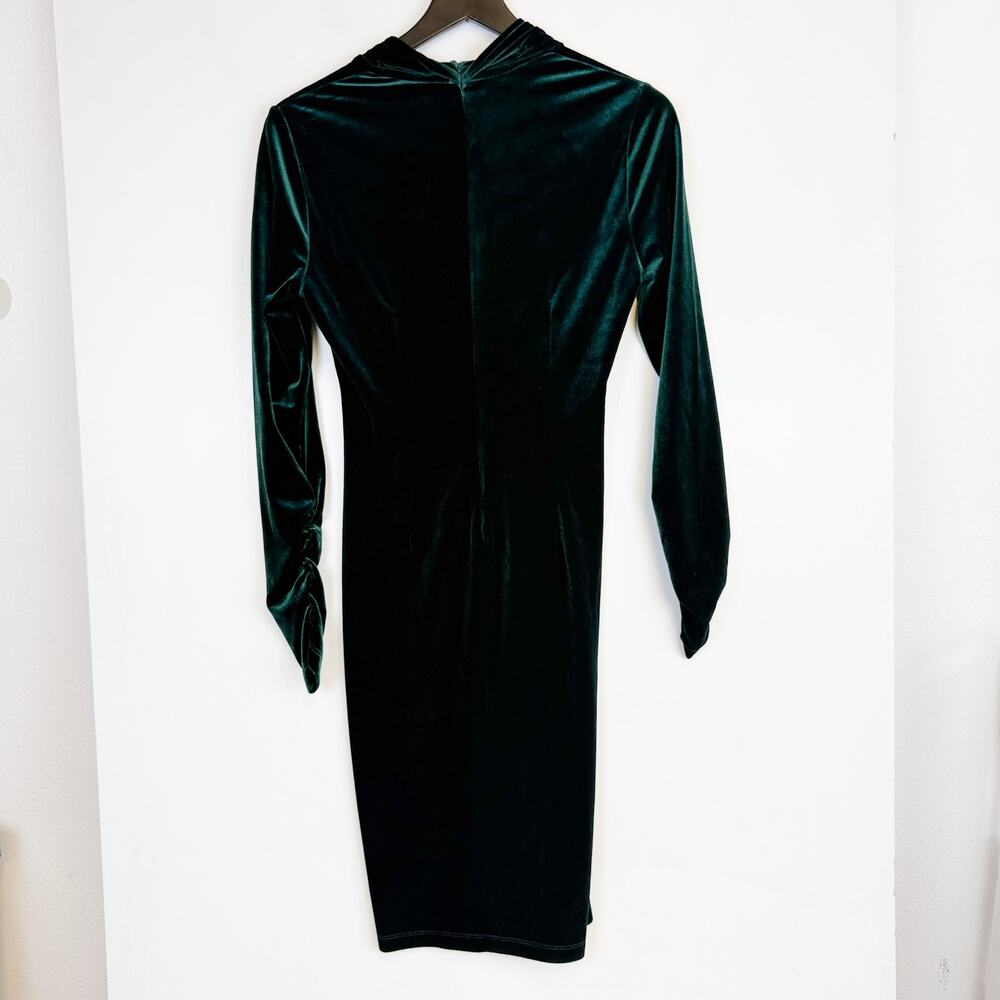 New Elie Tahari Cynthia Twist-front Velvet Dress Sheath Green - S - Picture 6 of 10